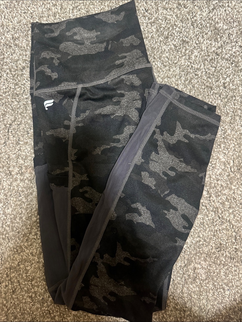 Fabletics Women’s Black & Charcoal Camo High-Waist Leggings